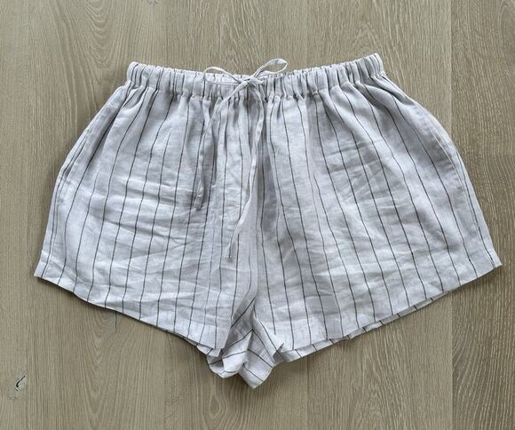 ELCE Swim Pants - ELCE Swim Womens Shorts Linen Striped Pull On Pockets Ties